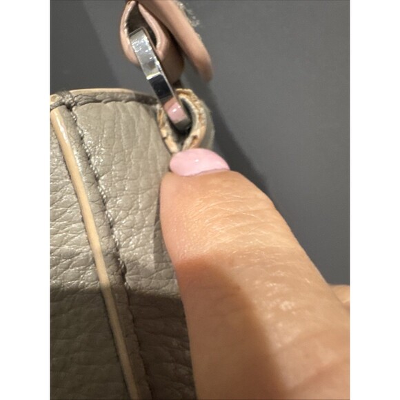 Tory Burch Britten Tote Gray Handbag Purse Shoulder Bag Pebbled Leather - Picture 6 of 15